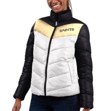 Women's G-III 4Her by Carl Banks  White/Black New Orleans Saints New Star Quilted Full-Zip Jacket In The Style