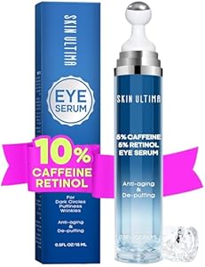 5% Caffeine and 5% Retinol Eye Serum for Dark Circles, Hyaluronic Acid and Niacinamide Eye Cream (Крем) anti aging, under Puffy eye bags and wrinkles, skin care, 360 Massage Ball Roller SKIN ULTIMA