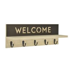 Belle Maison &#34;Welcome&#34; Wall Hook with Shelf Belle Maison