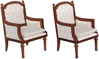 Wooden Dollhouse Armchairs, Set of 2, Dinning Lounge Chairs for Doll Houses, Miniature Furniture, 3 inch to 6 inch Dolls Inusitus