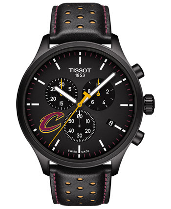 Мужские швейцарские часы с хронографом Chrono XL NBA Cleveland Cavaliers с черным кожаным ремешком 45 мм Tissot