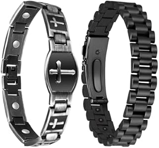 Jecanori Titanium Steel Magnetic Bracelets for Men& Men's Hematite Bracelet Jecanori