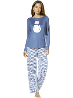 Snowman Smiles Brushed Loose Knit Pajama Set HUE