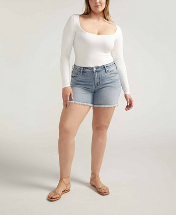 Plus Size Suki Mid Rise Curvy Fit Shorts Silver Jeans Co.