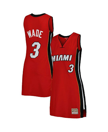 Women's Dwyane Wade Red Miami Heat 2005 Hardwood Classics Name and Number Player Jersey Dress Mitchell & Ness
