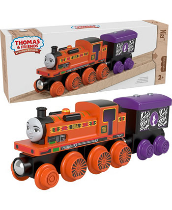 Деревянная железная дорога Томас и его друзья, двигатель Ниа и грузовой вагон Fisher-Price