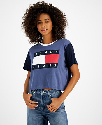 Женская футболка с цветными блоками и логотипом Tommy Jeans