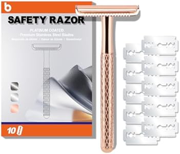 Double Edge Safety Razors for Men, with 10 Platinum Coated Double Edge Safety Razor Blades, Classic Single Blade Razor for Men Shaving, Reusable Metal Razors for Women, Gun Black Bulimica