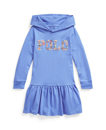 Toddler and Little Girls Long Sleeves Logo Cotton Jersey Hooded Dress Ralph Lauren