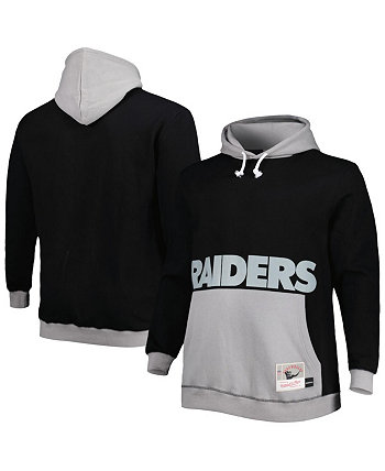 Мужской черный, серебристый пуловер с капюшоном Las Vegas Raiders Big and Tall Big Face Mitchell & Ness