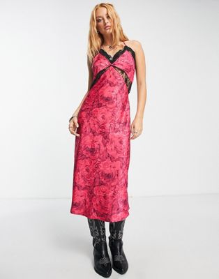 Женское платье в стиле ками с принтом в розовых розах от Reclaimed Vintage Reclaimed Vintage