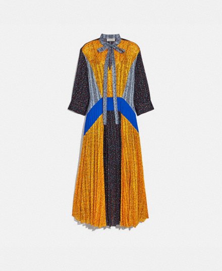 Плиссированное платье с завязками COACH