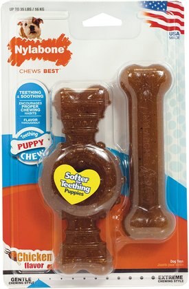 Nylabone Just for Puppies Teething Chew Ring Chicken Dog Bone Nylabone