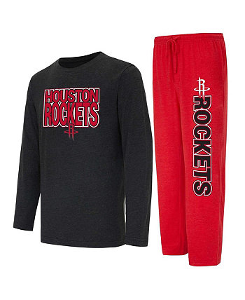 Men's Red/Black Houston Rockets Meter Long Sleeve T-Shirt Pants Sleep Set Concepts Sport