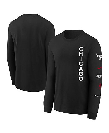 Черная потертая футболка с длинным рукавом Big Boys Chicago Bulls City Edition Max90 2023/24 Nike