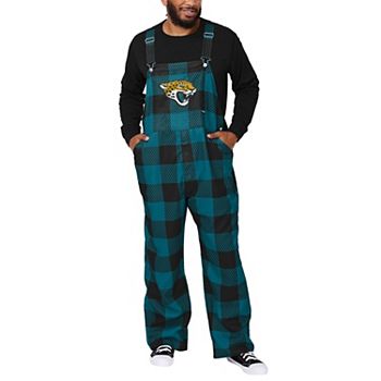 Men's FOCO  Teal Jacksonville Jaguars Big Logo Plaid Overalls Unbranded