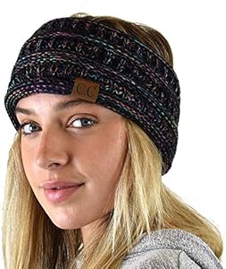 Наушники и повязки на голову C.C Soft Stretch Winter Warm Cable Knit Fuzzy Lined Ear Warmer Headband C.C