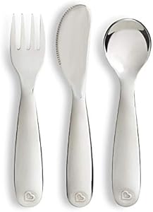 Набор посуды Munchkin® Polish™ из нержавеющей стали для малышей, вилка, нож и ложка, 3 предмета Munchkin