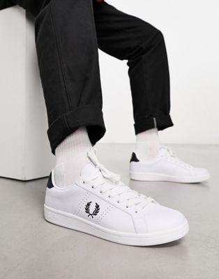 Мужские кожаные кроссовки Fred Perry B721 белые с низким профилем и амортизированным воротничком Fred Perry