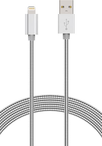 Серебряный 6-футовый кабель для зарядки iPhone из нержавеющей стали POSH TECH