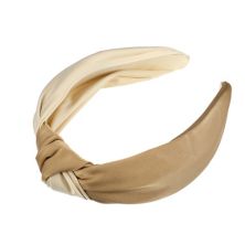 Top Knot Headband For Women Fashion Elastic Wide Hair Hoop Beige Brown Unique Bargains