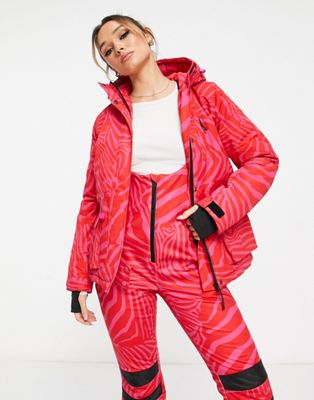 Розовая непромокаемая куртка Liquorish Ski с абстрактным принтом Liquorish