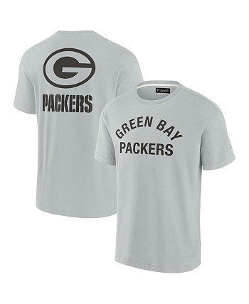 Мужская и женская серая супермягкая футболка Green Bay Packers с коротким рукавом Fanatics Signature
