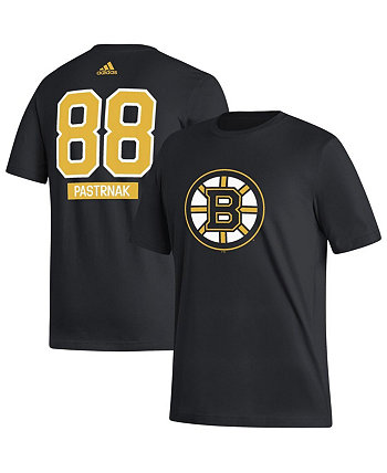 Черная мужская футболка David Pastrnak Boston Bruins Fresh с именем и номером Adidas