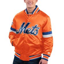 Мужская стартовая оранжевая университетская куртка New York Mets Home Game из атласа с длинными кнопками Starter