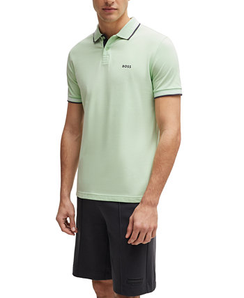 Мужская рубашка-поло узкого кроя с фирменным логотипом BOSS