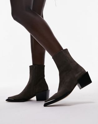 Черные замшевые ботинки в стиле вестерн Topshop Riley TOPSHOP