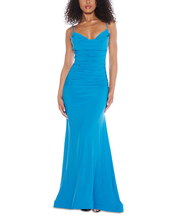 Juniors' Ruched Cowlneck Gown B Darlin