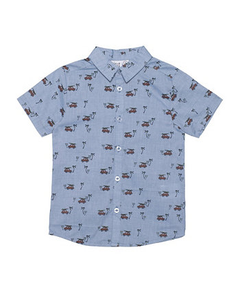 Хлопковая рубашка с принтом для мальчика, синие грузовики — для малышей|ребенок Deux par Deux