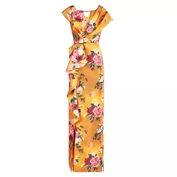 Maeve Floral Slit Column Gown Theia