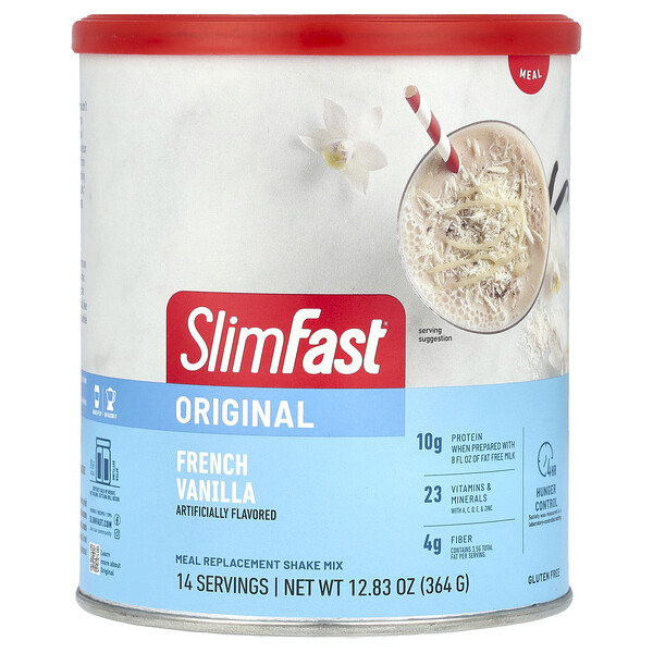 Original, Коктейль-заменитель еды, французская ваниль, 12,83 унции (364 г) SlimFast