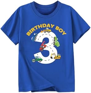 2-6 Years Birthday Boy Shirts Construction Excavator Cotton Short Sleeve T Shirt Goengmo