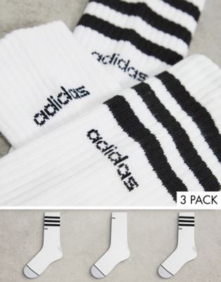 adidas Training 3 pack stripe socks in white Adidas performance