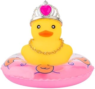 wonuu Car Dashboard Decorations Rubber Ducks, Swimming Duck for Car Ornament Accessories with Swim Ring, Crown, Pink Glasses, Chain wonuu