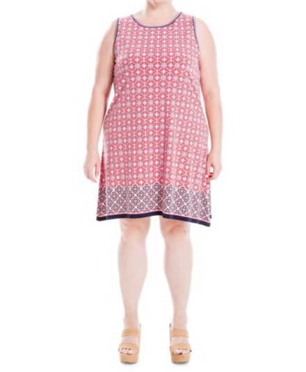 Платье прямого кроя с принтом больших размеров без рукавов Max Studio