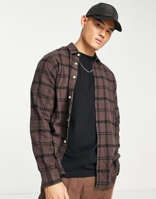 ADPT oversized flannel check shirt in brown  ADPT