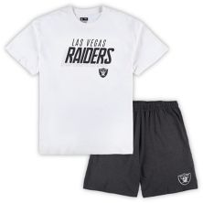 Мужской комплект из футболки и шорт Concepts Sport белого/темно-серого цвета Las Vegas Raiders Big & Tall Unbranded