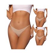 3 Packs Womens V-waisted Underwear Ruched Invisibles Breathable No Trace Thongs Allegra K