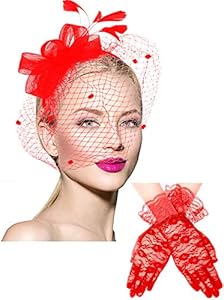 Заколка для волос Boao Bowknot Fascinator с вуалью и короткими кружевными перчатками Boao