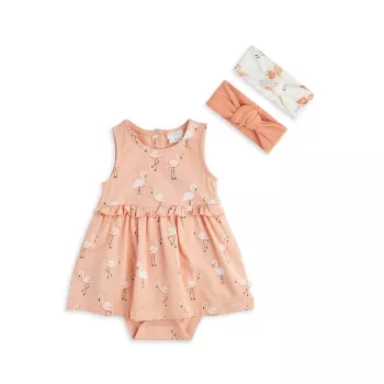 Baby Girl's 3-Piece Flamingo Print Dress &amp; Headbands Set Firsts by Petit Lem