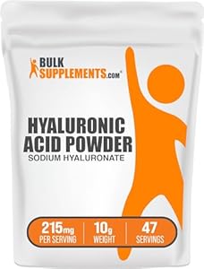 BulkSupplements.com Hyaluronic Acid Powder - Hyaluronic Acid Supplements, Hyaluronic Acid 215mg - Hyaluronic Acid Food Grade, Gluten Free - 215mg per Serving, 50g (1.8 oz) (Pack of 1) BulkSupplements