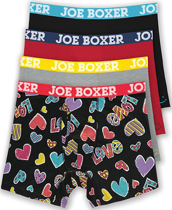 Мужские эластичные трусы-боксеры Love Hearts, упаковка из 4 шт. JOE BOXER