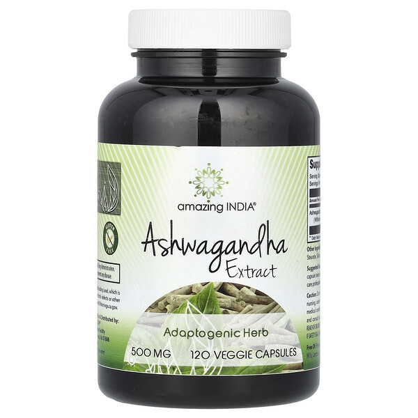 Ashwagandha Extract - 500 мг - 120 растительных капсул - Amazing India Amazing India