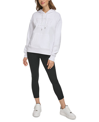 Женский пуловер с капюшоном и блестящим логотипом DKNY