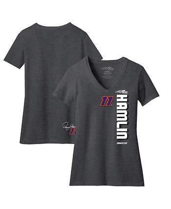 Женская темно-серая футболка с v-образным вырезом Denny Hamlin Lifestyle 2-Spot Joe Gibbs Racing Team Collection