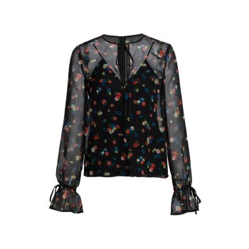 Блузка Illusion с цветочным принтом и завязками REDValentino
